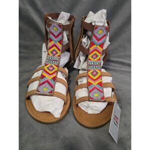 America And Beyond Sandals Colorful Embellished Beaded Design Sz. 37 (US 6.5-7)